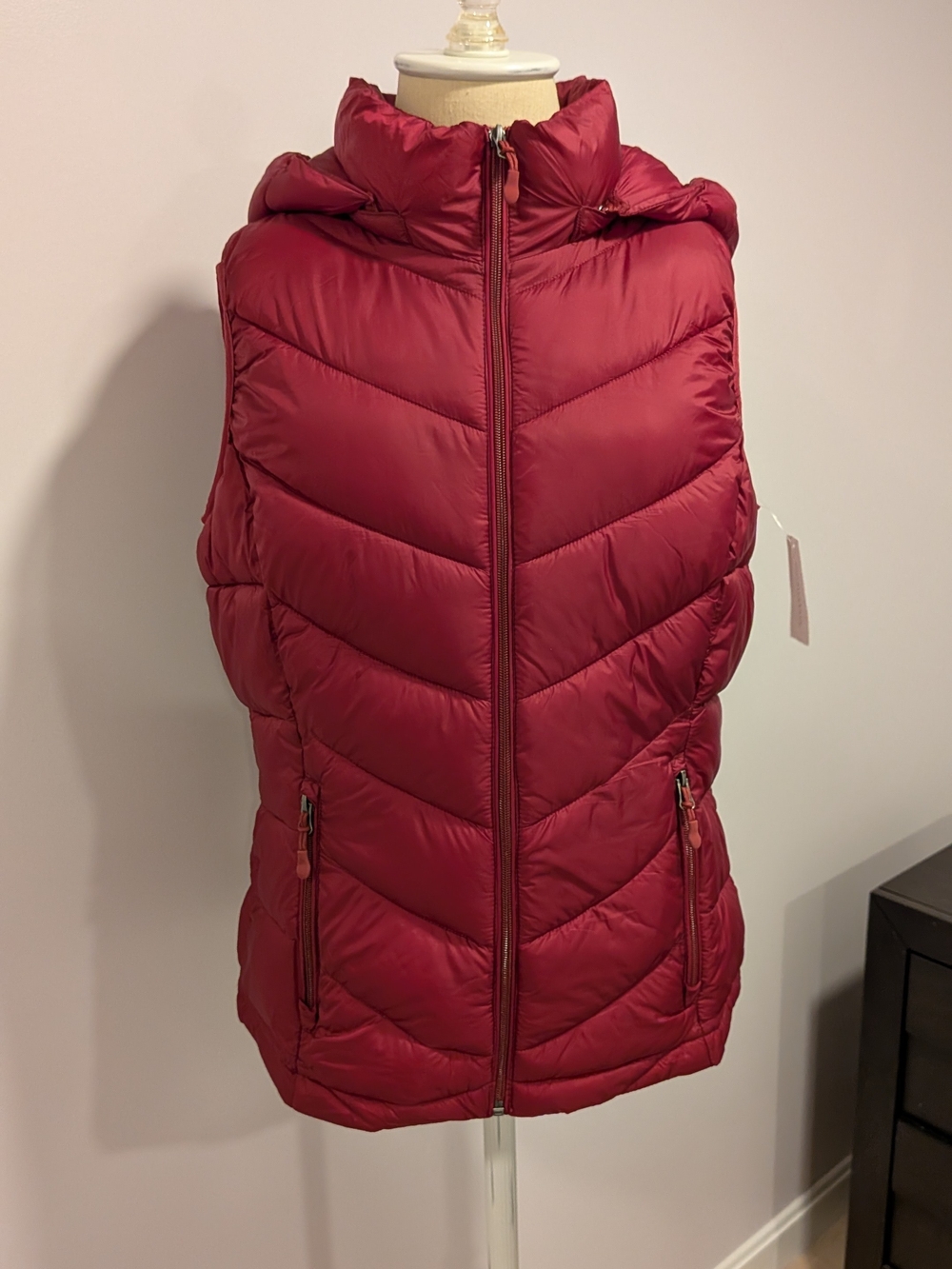Charter Club Quilted Hooded Puffer Vest - Burgundy